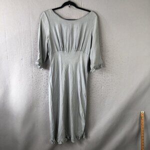 Allen Allen Dress Womens L Gray Empire Waist 3/4 Sleeve Ruffle Hem